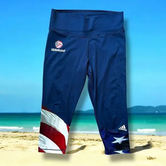 adidas USA Volleyball Performer Crop Leggings EUC Olympics - Picture 6 of 8